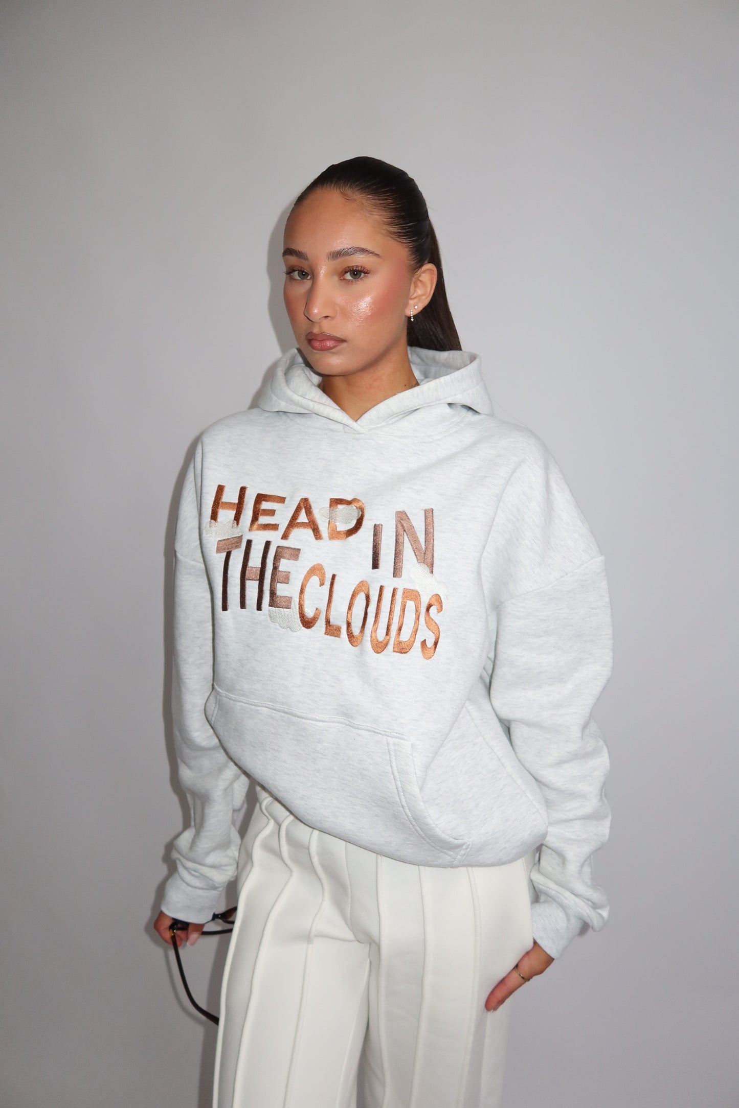Priority Ann-Fleur hoodie; Head in the Clouds hoodie - Lichtgrijs (Marl Gray)