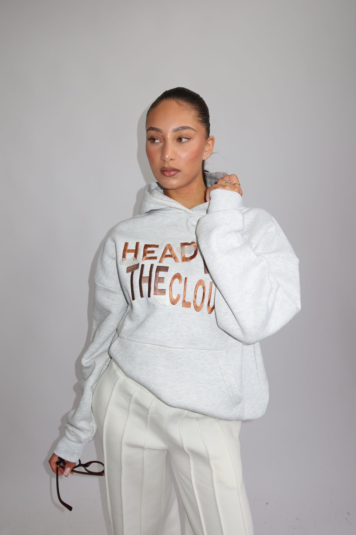 Priority Ann-Fleur hoodie; Head in the Clouds hoodie - Lichtgrijs (Marl Gray)