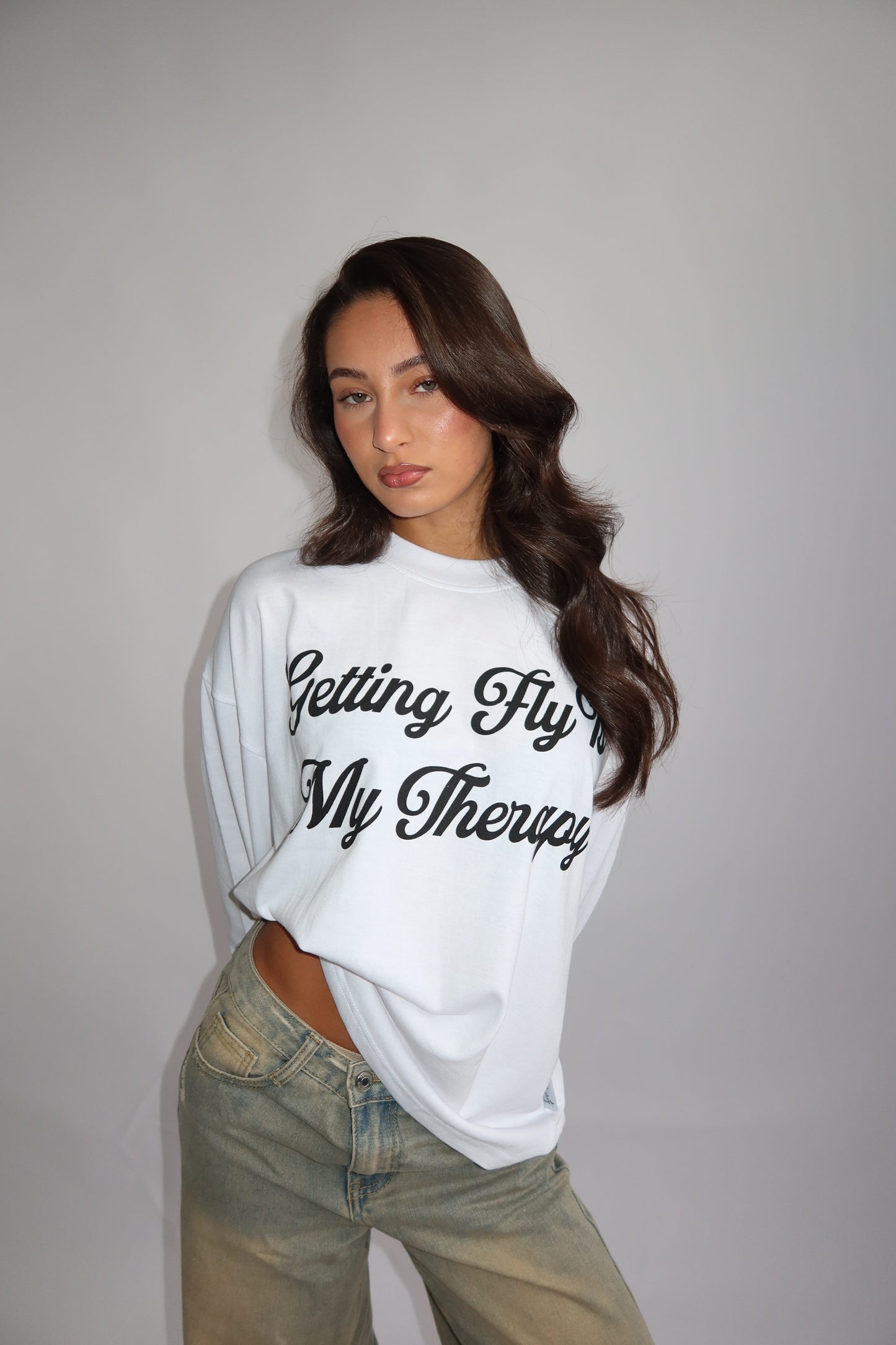 Priority Longsleeve; Getting Fly is my Therapy Longsleeve - Wit