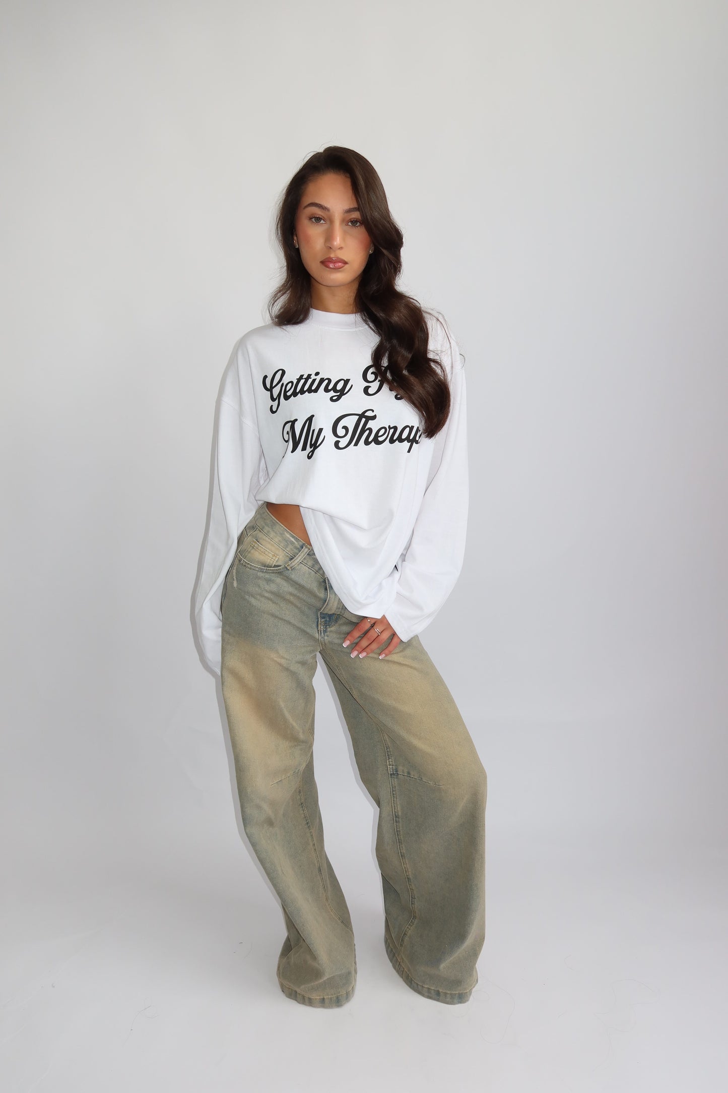 Priority Longsleeve; Getting Fly is my Therapy Longsleeve - Wit