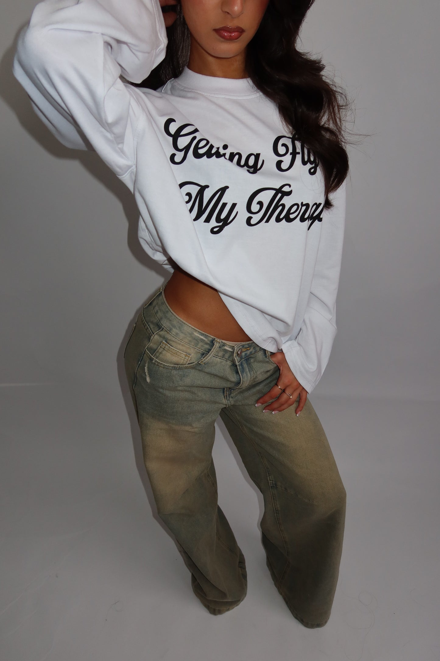 Priority Longsleeve; Getting Fly is my Therapy Longsleeve - Wit