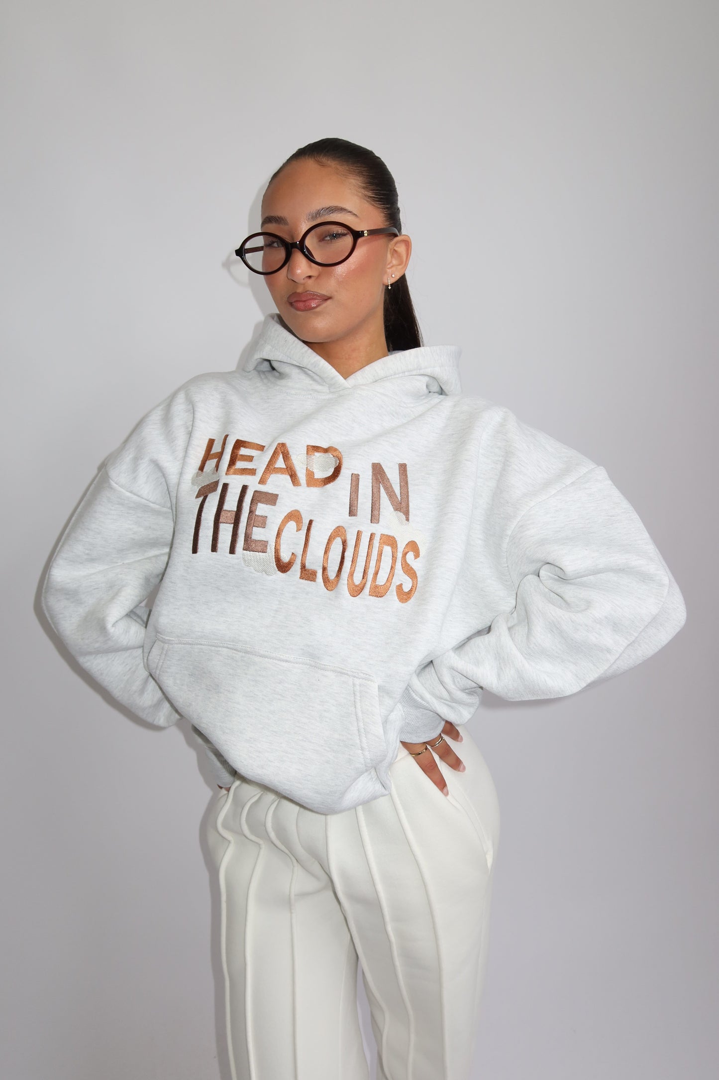 Priority Ann-Fleur hoodie; Head in the Clouds hoodie - Lichtgrijs (Marl Gray)