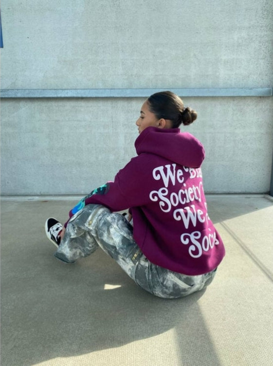 Priority hoodie: Fear of what hoodie -Multiple puff print - Bordeaux