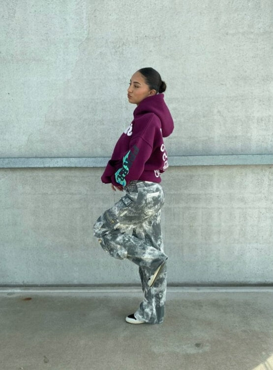 Priority hoodie: Fear of what hoodie -Multiple puff print - Bordeaux