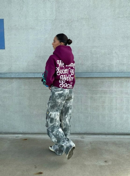 Priority hoodie: Fear of what hoodie -Multiple puff print - Bordeaux