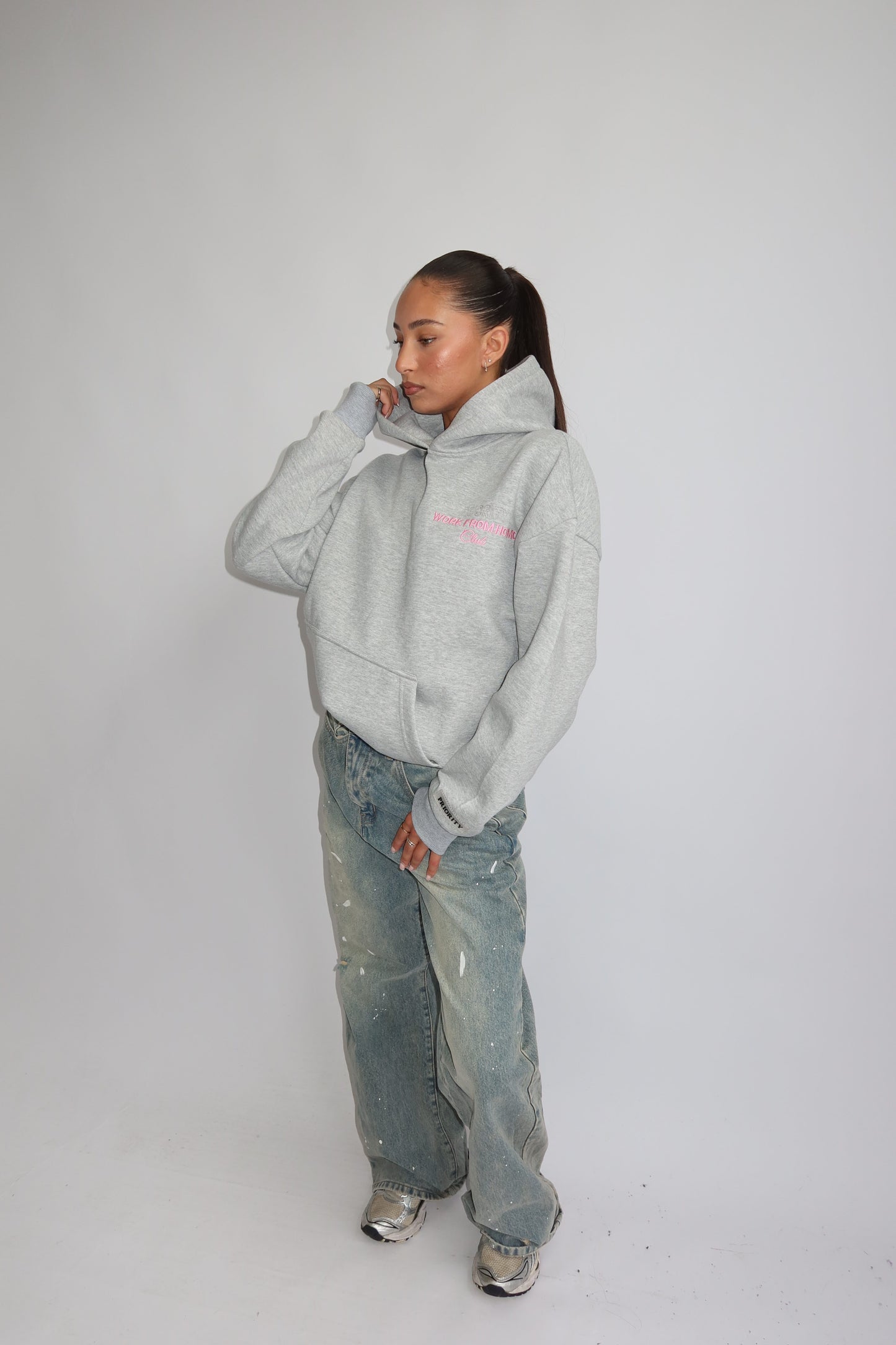 Priority hoodie; Work from Home club essential hoodie AW25 - Lichtgrijs (Melange Gray)