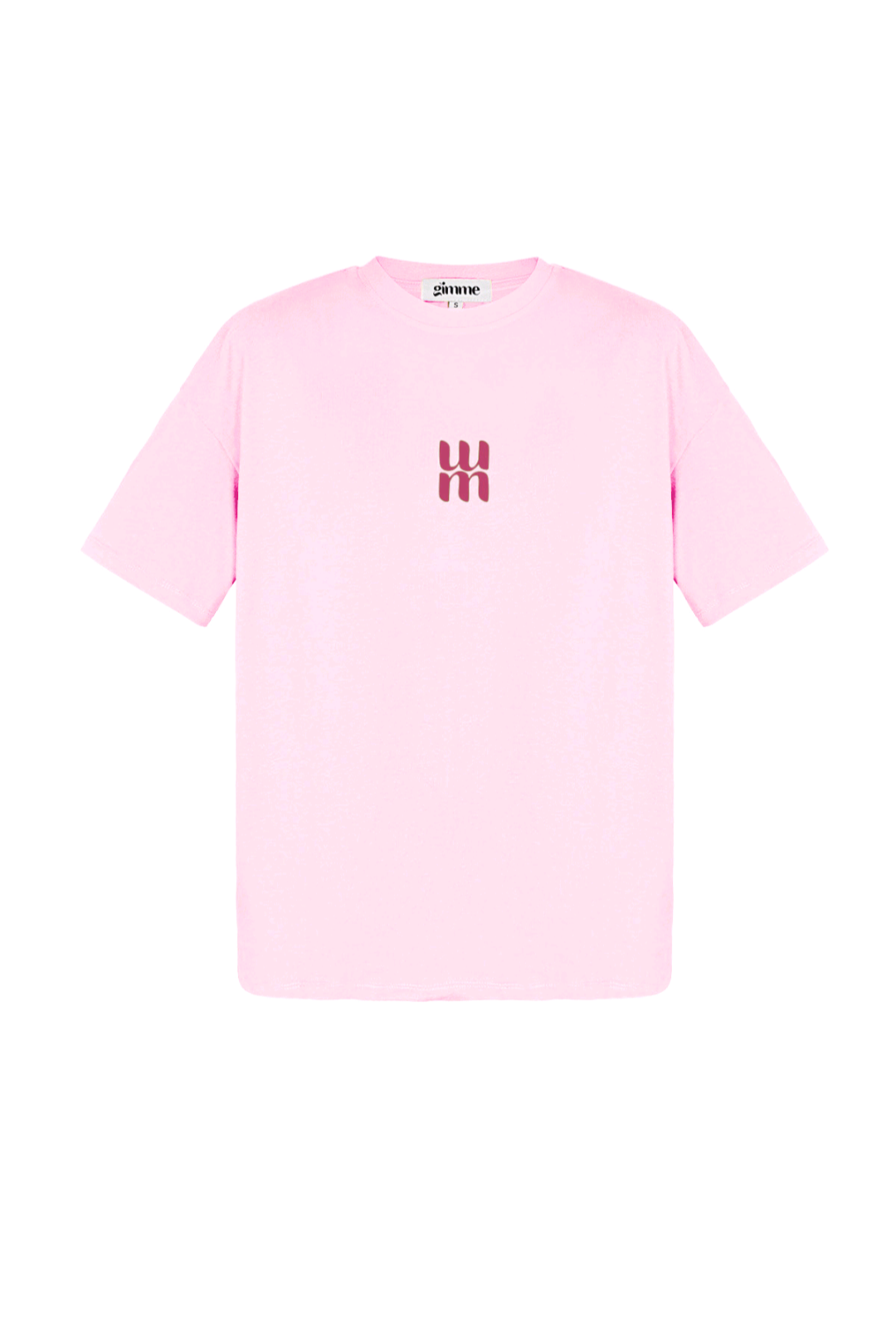 Gimme licht roze dames t-shirt met fuchsia roze tekst/ logo; 'MM' - Licht roze/ Fuchsia | Tee Time collectie