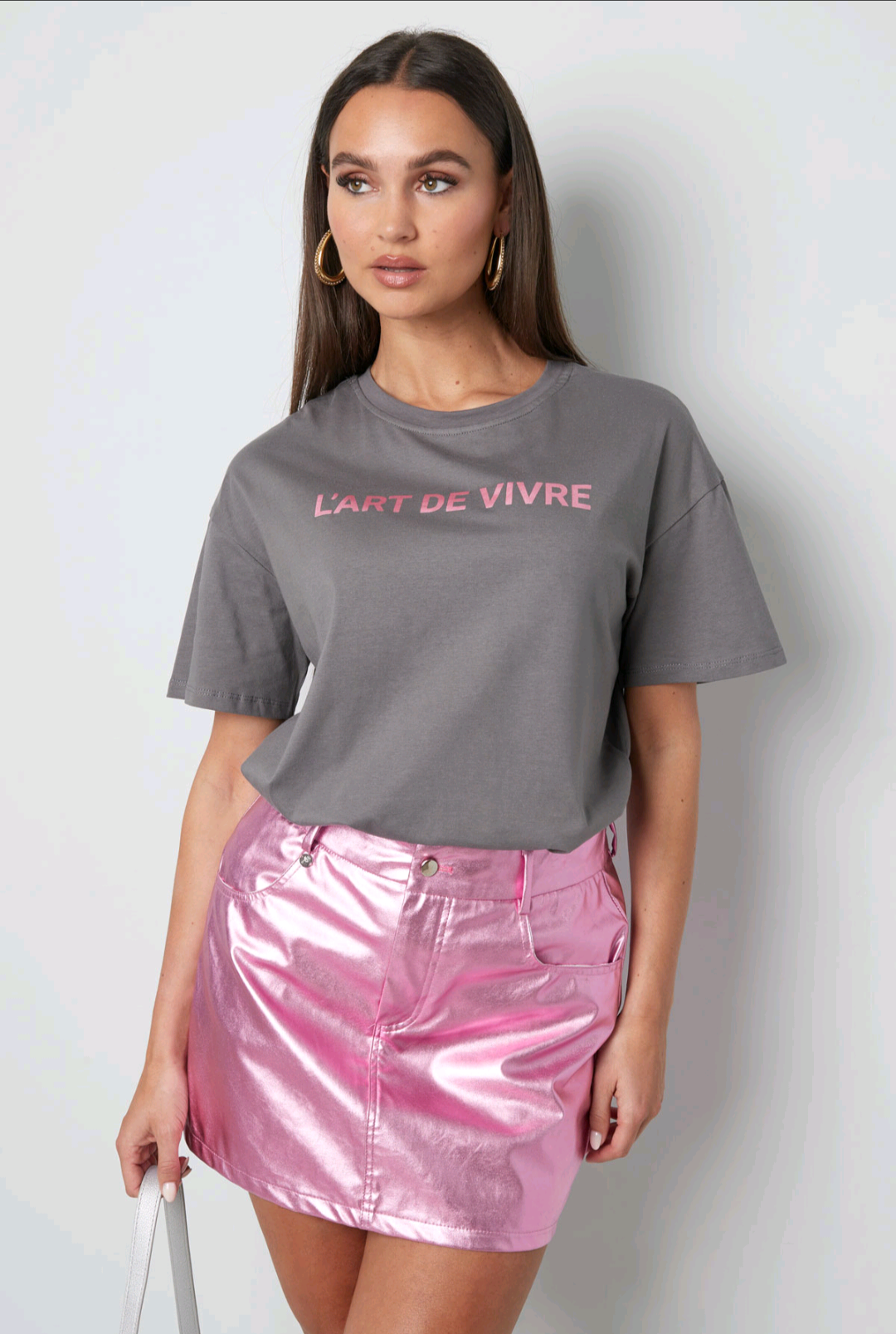 Festival Outfit met roze metallic rokje - dames