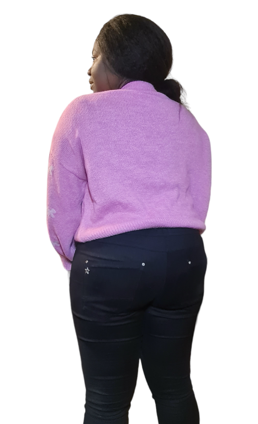 Roze trui met lichtroze strikjes
