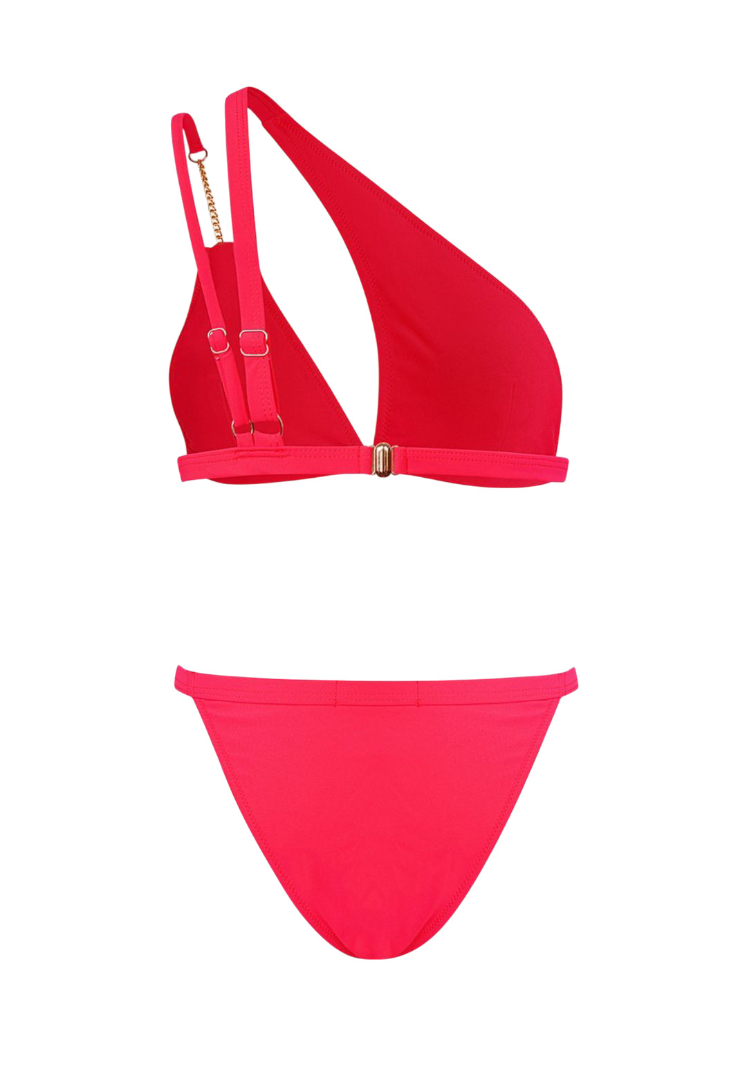 Arya; Koraal rode One shoulder triangel bikini