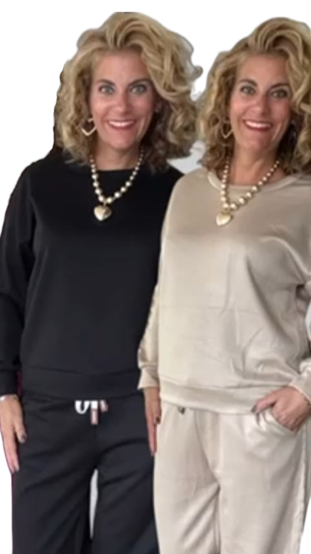 Comfy tweedelige set dames met details op de mouw en bies - Zwart | Fall4me collectie