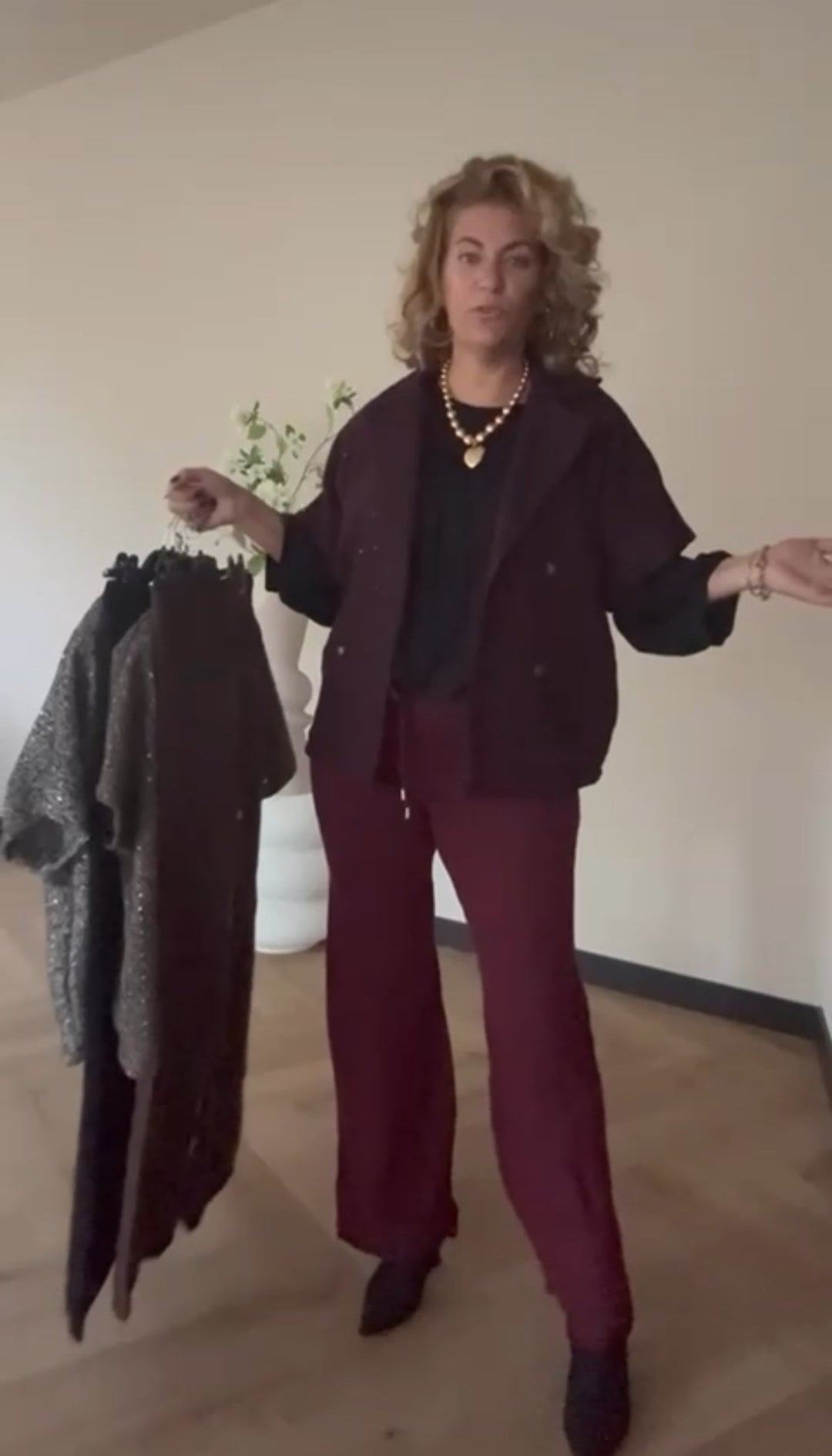 Comfy gebreide broek dames - Bordeaux | Fall4me collectie 2.0