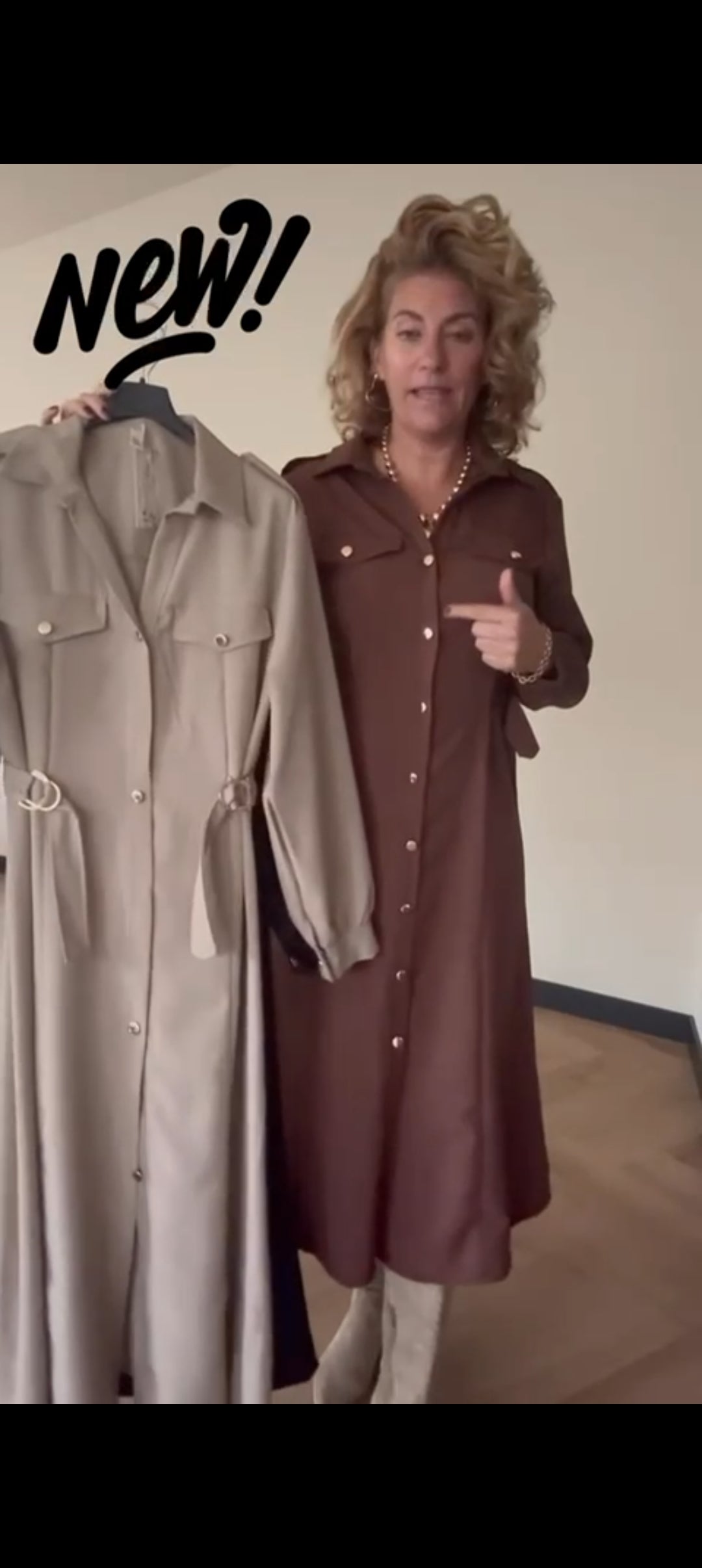 Doorknoopjurk/ doorknoop blousejurk dames van travelstof - Bruin | Fall4me collectie 2.0