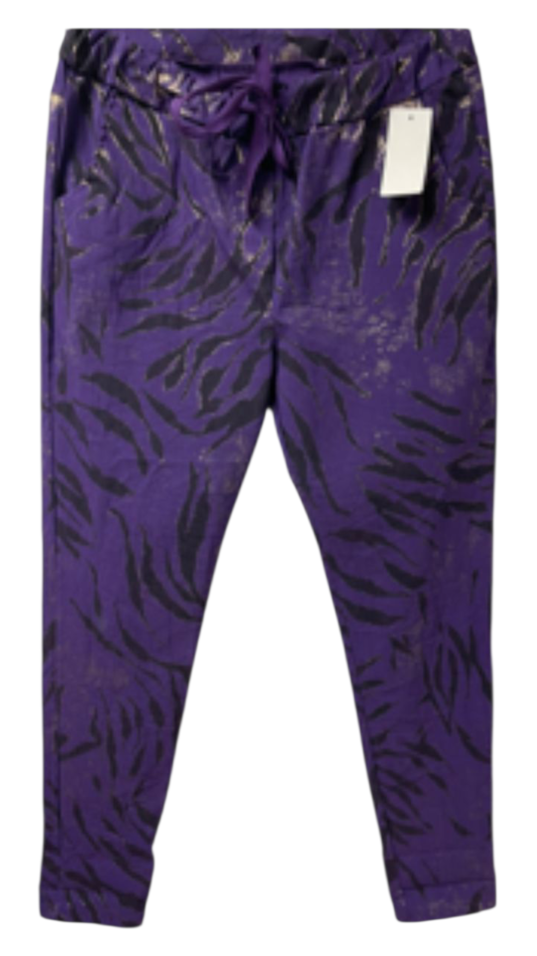 Dames stretch broek met print - Paars | End of Summer collectie