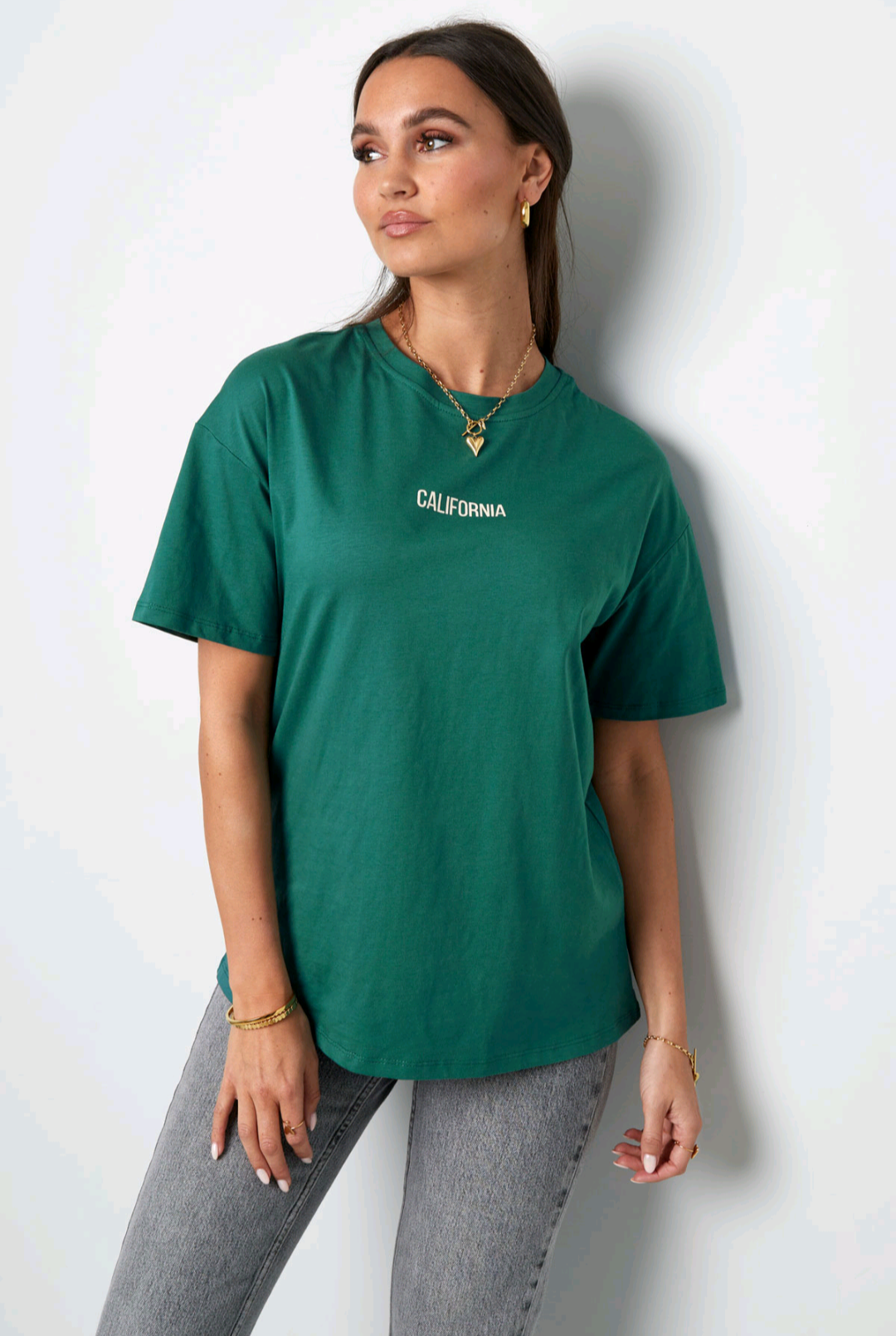 Gimmie t-shirt dames met tekst; 'California' - Groen | Tee Time collectie