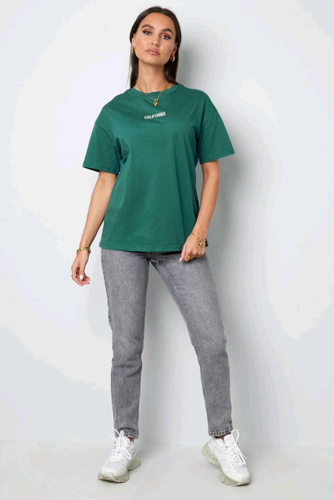 Gimmie t-shirt dames met tekst; 'California' - Groen | Tee Time collectie