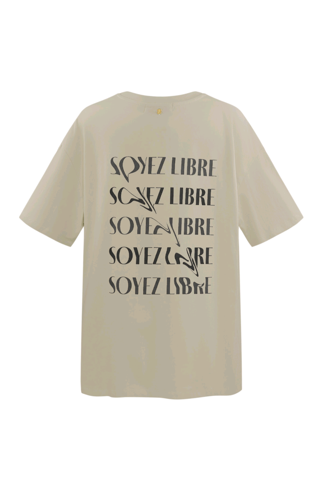 Gimme t-shirt dames met tekst; Soyez Libre - Beige | Tee Time collectie