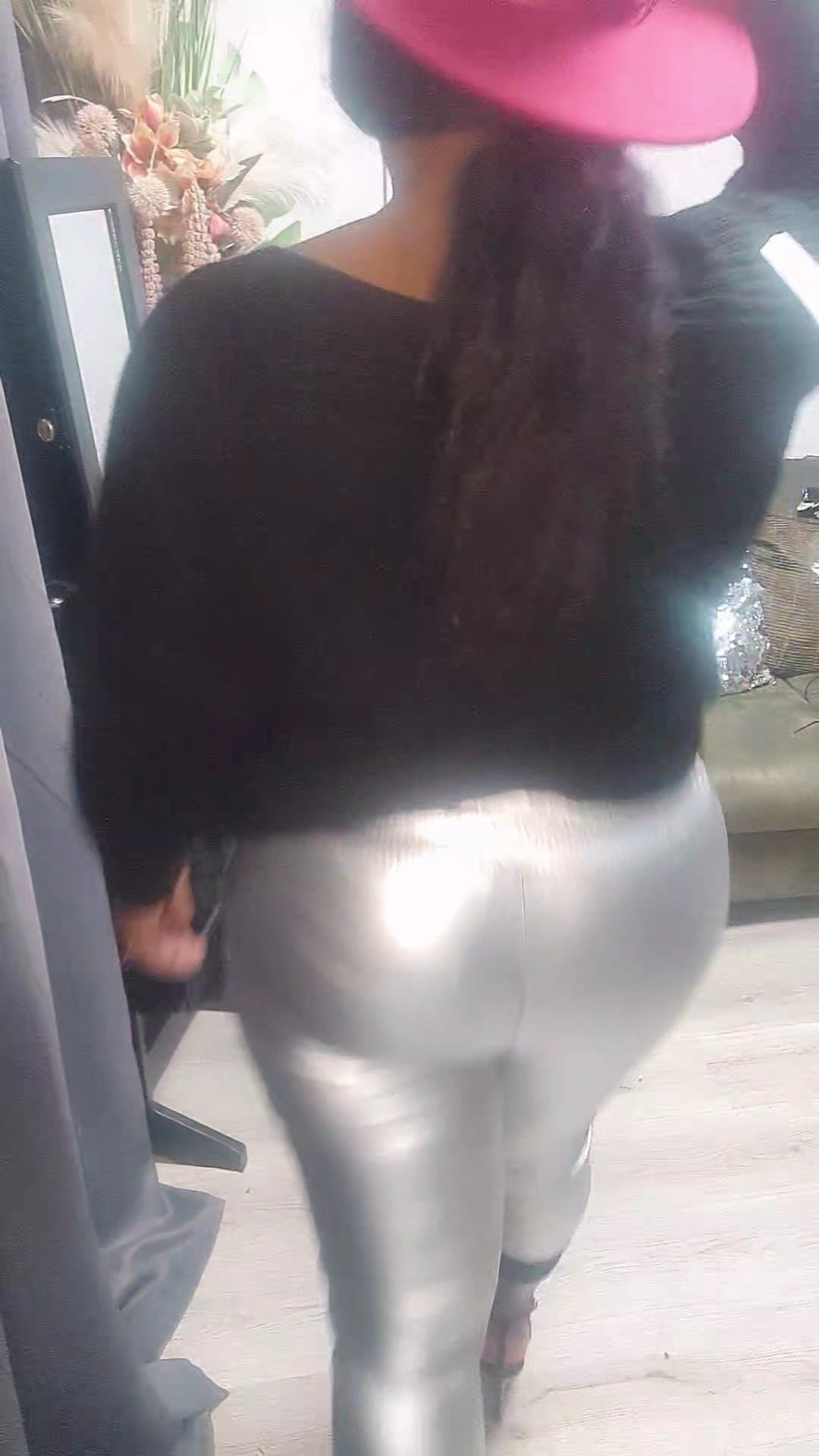 Metallic dames waxbroek - Zilver