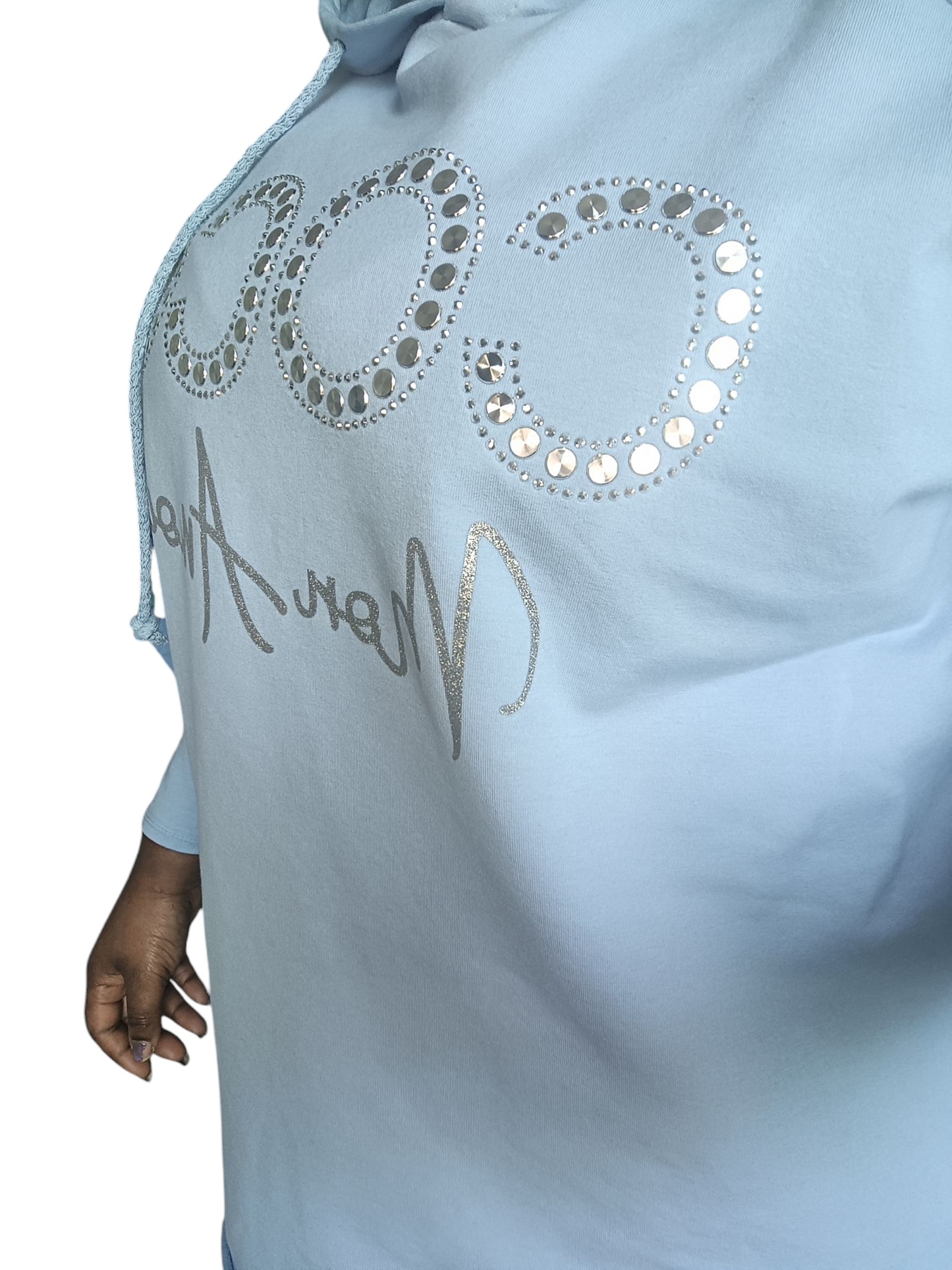 Coco Amour; Grote maten dames zomer hoodie - Blauw | Lente & Pastels collectie