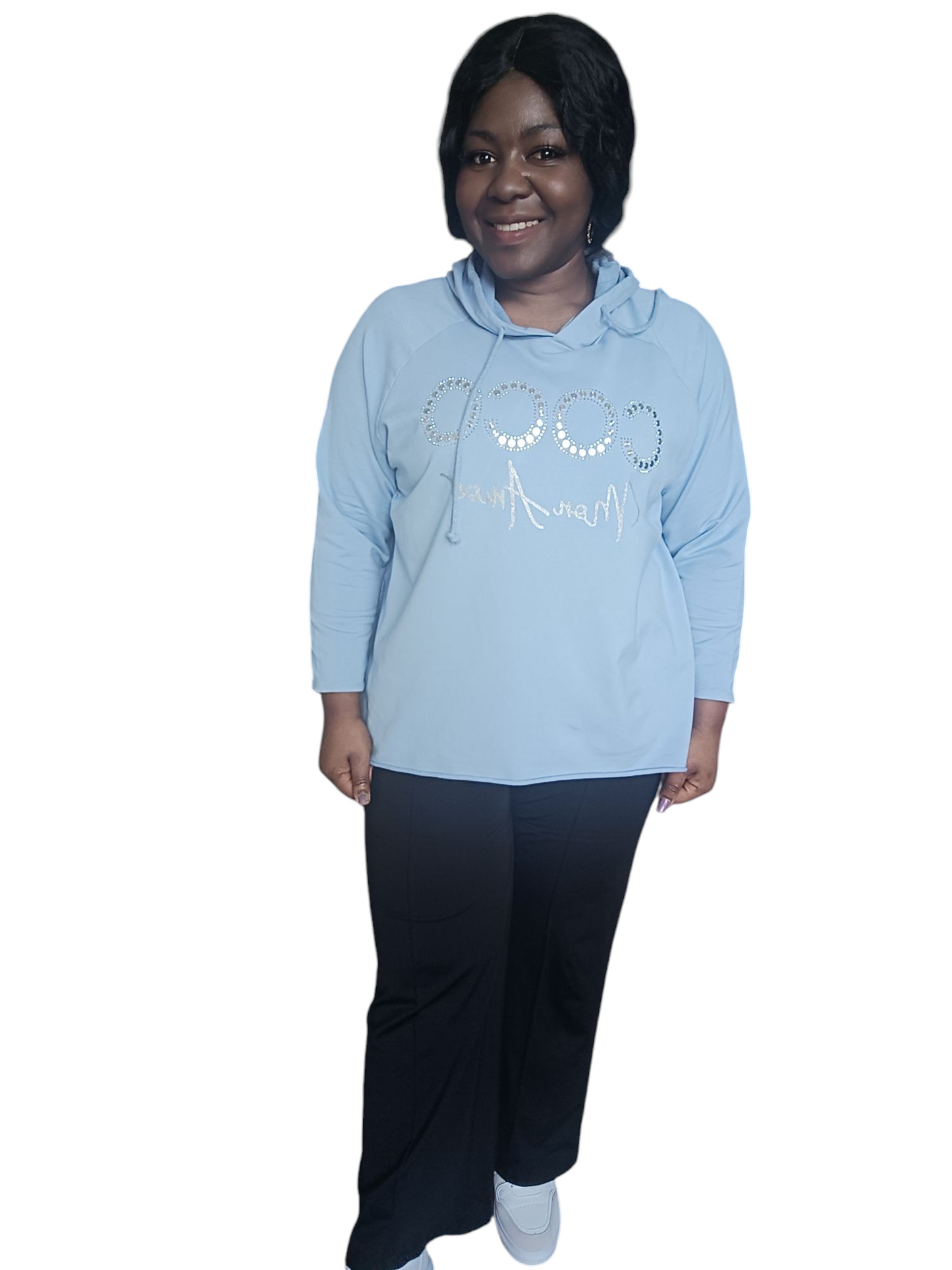 Coco Amour; Grote maten dames zomer hoodie - Blauw | Lente & Pastels collectie