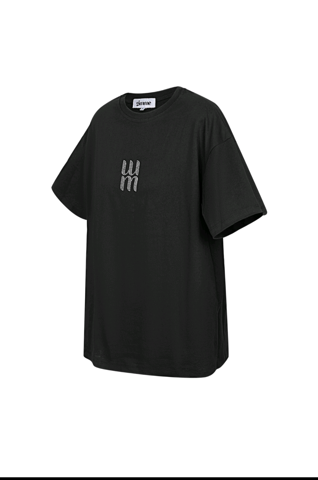 Gimme zwart dames t-shirt met strass tekst/ logo; 'MM' - Zwart | Tee Time collectie