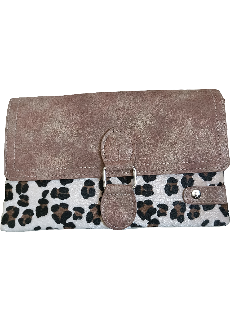 Kleine dames schoudertas/ crossbody Leo print - Beige/ Camel | Festival Ready collectie