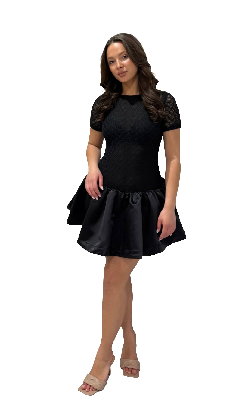 Dames kanten mini jurk - Zwart | Confident Neutrals collectie