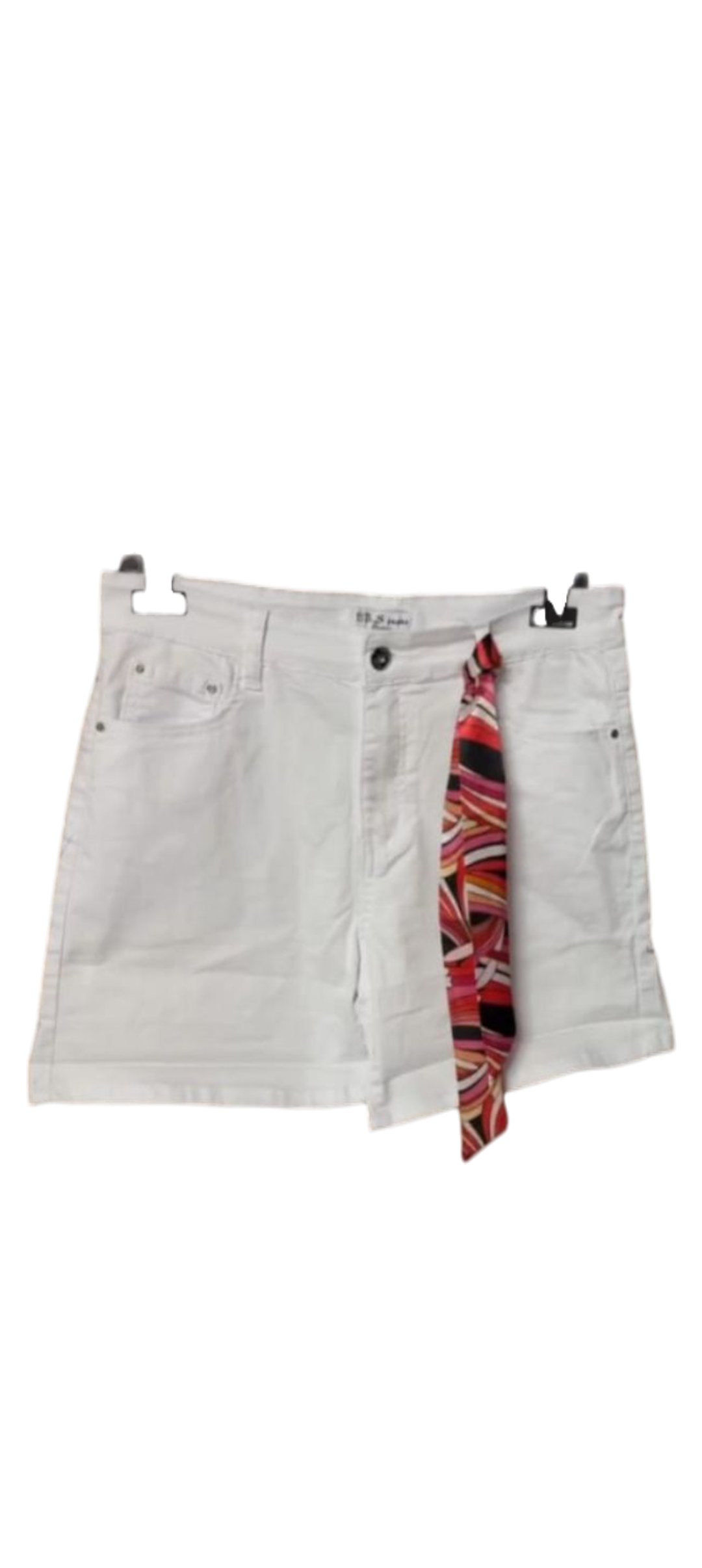 BBS Jeans fashion Shorts voor dames - wit (met sjaaltje).