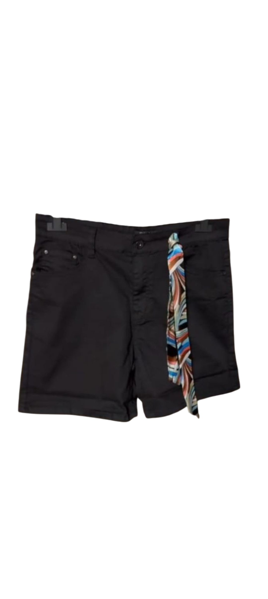 BBS Jeans fashion Shorts voor dames - zwart. Met sjaaltje.