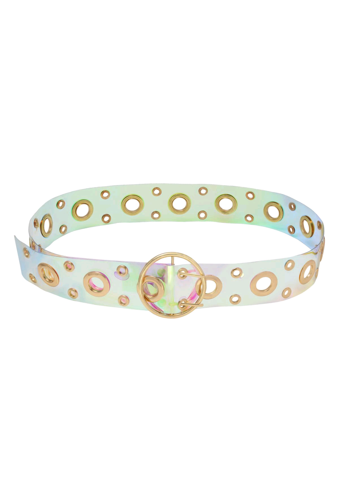 Brede transparante tailleriem / damesriem met grote metalen gesp – Goud | Lente & Pastels collectie
