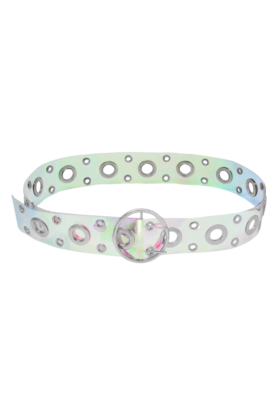 Brede transparante tailleriem / damesriem met grote metalen gesp – Zilver | Lente & Pastels collectie