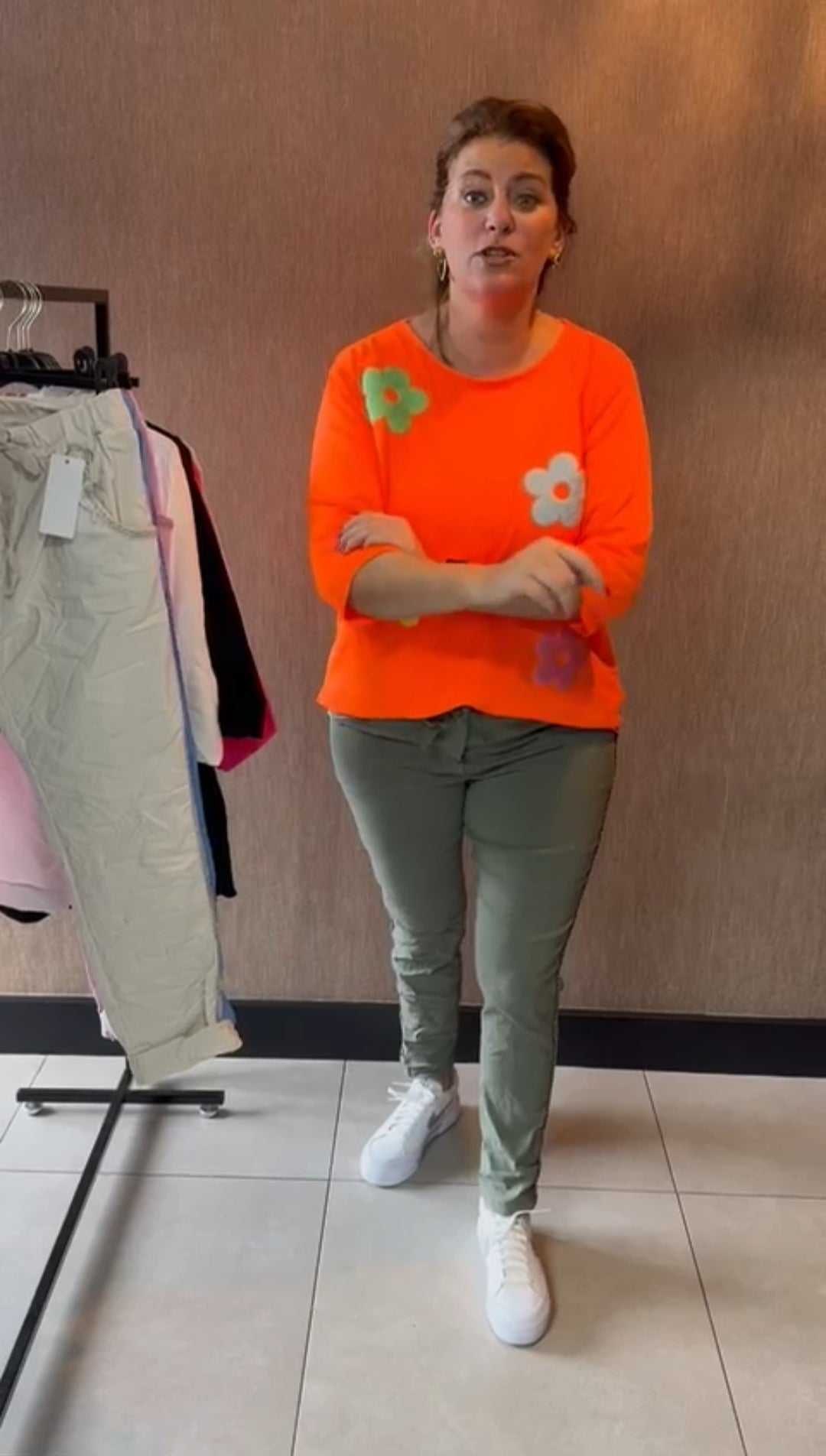 fetival outfit dames top felle bloemen
