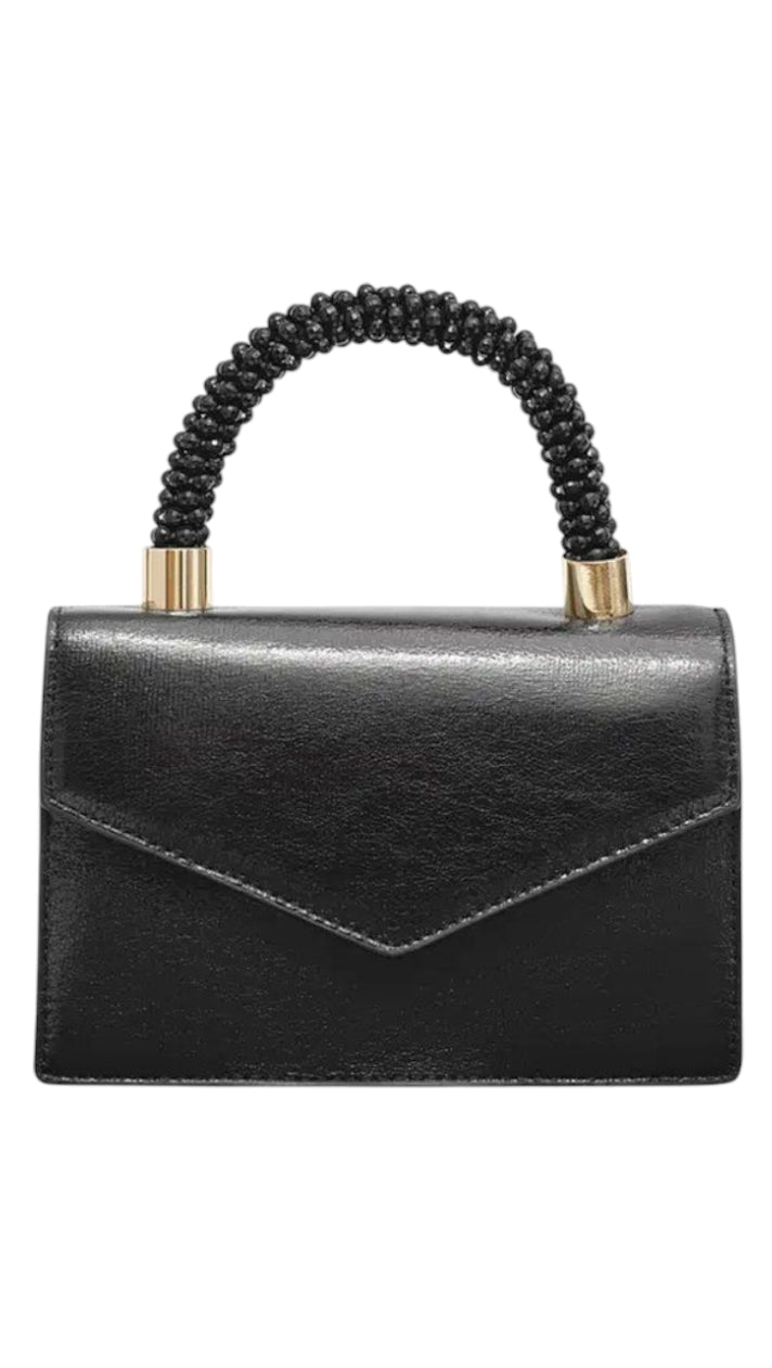 Kleine dames enveloptas/ schoudertas /crossbody met "candy" handvat - Zwart | Festival Ready collectie