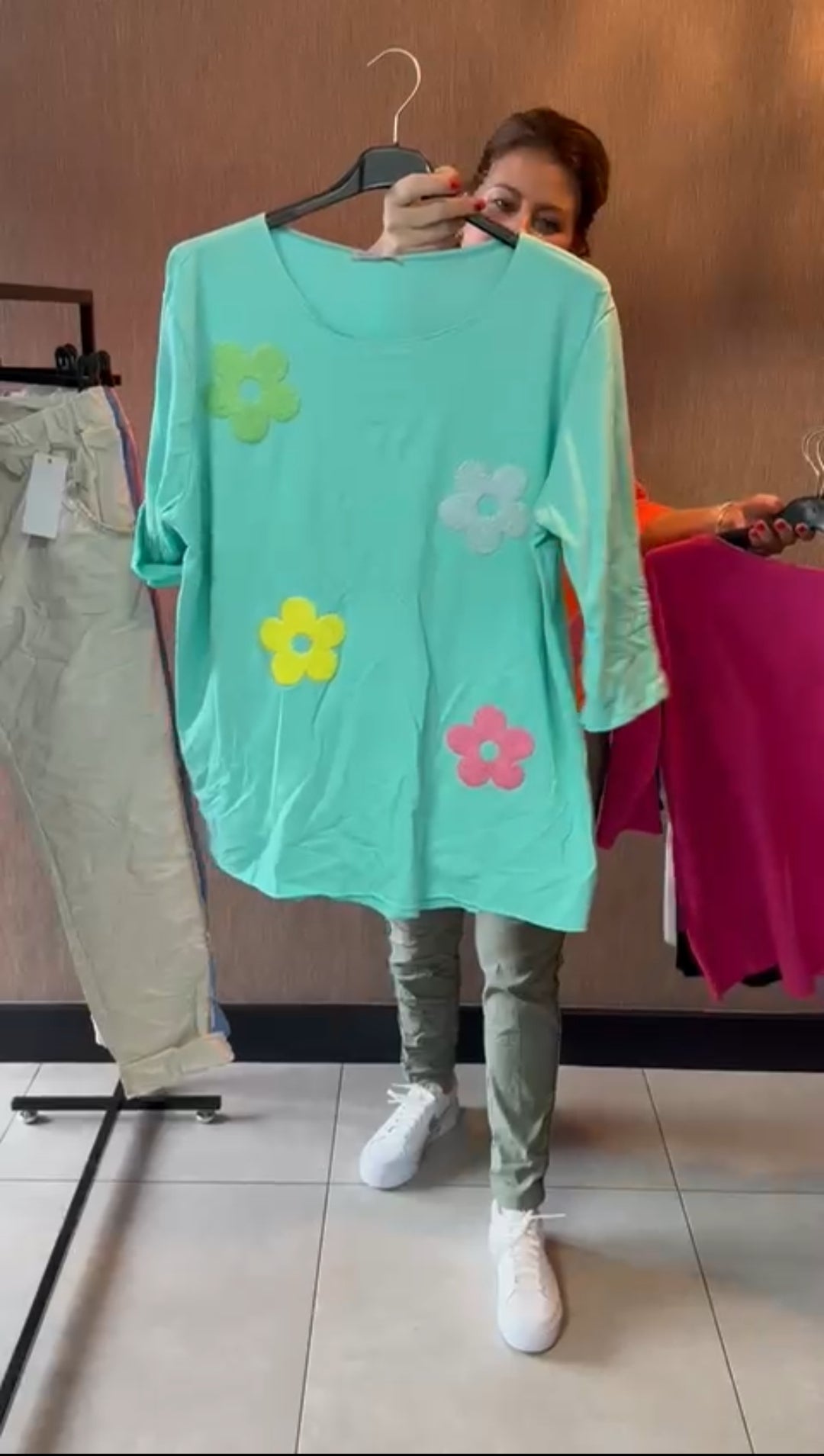 fetival outfit dames top felle bloemen