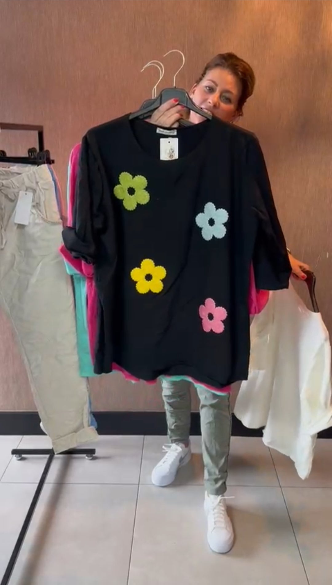 fetival outfit dames top felle bloemen