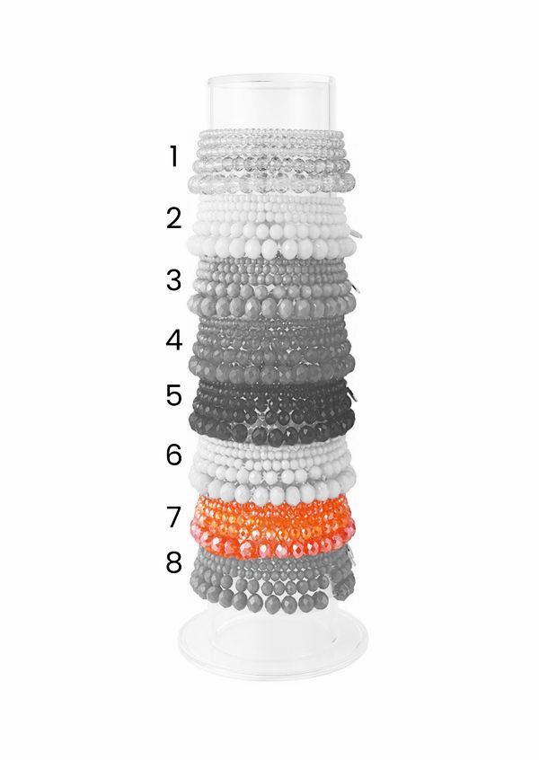 Kralen armband dames; Set van 5 glaskralen armbandjes met facet glans – Magenta Bloom | Festival Ready collectie