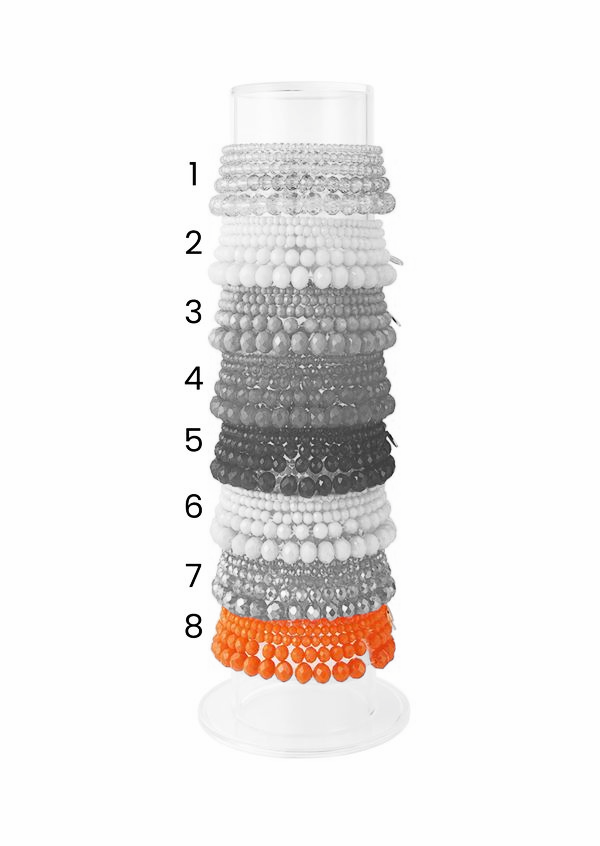 Kralen armband dames; Set van 5 glaskralen armbandjes met facet glans – Magenta Bloom | Festival Ready collectie