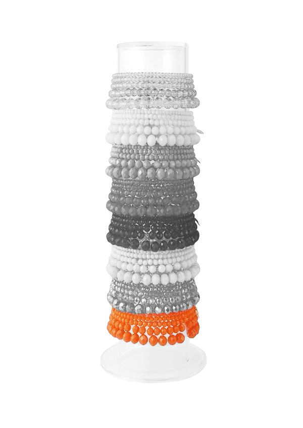 Kralen armband dames; Set van 5 glaskralen armbandjes met facet glans – Magenta Bloom | Festival Ready collectie