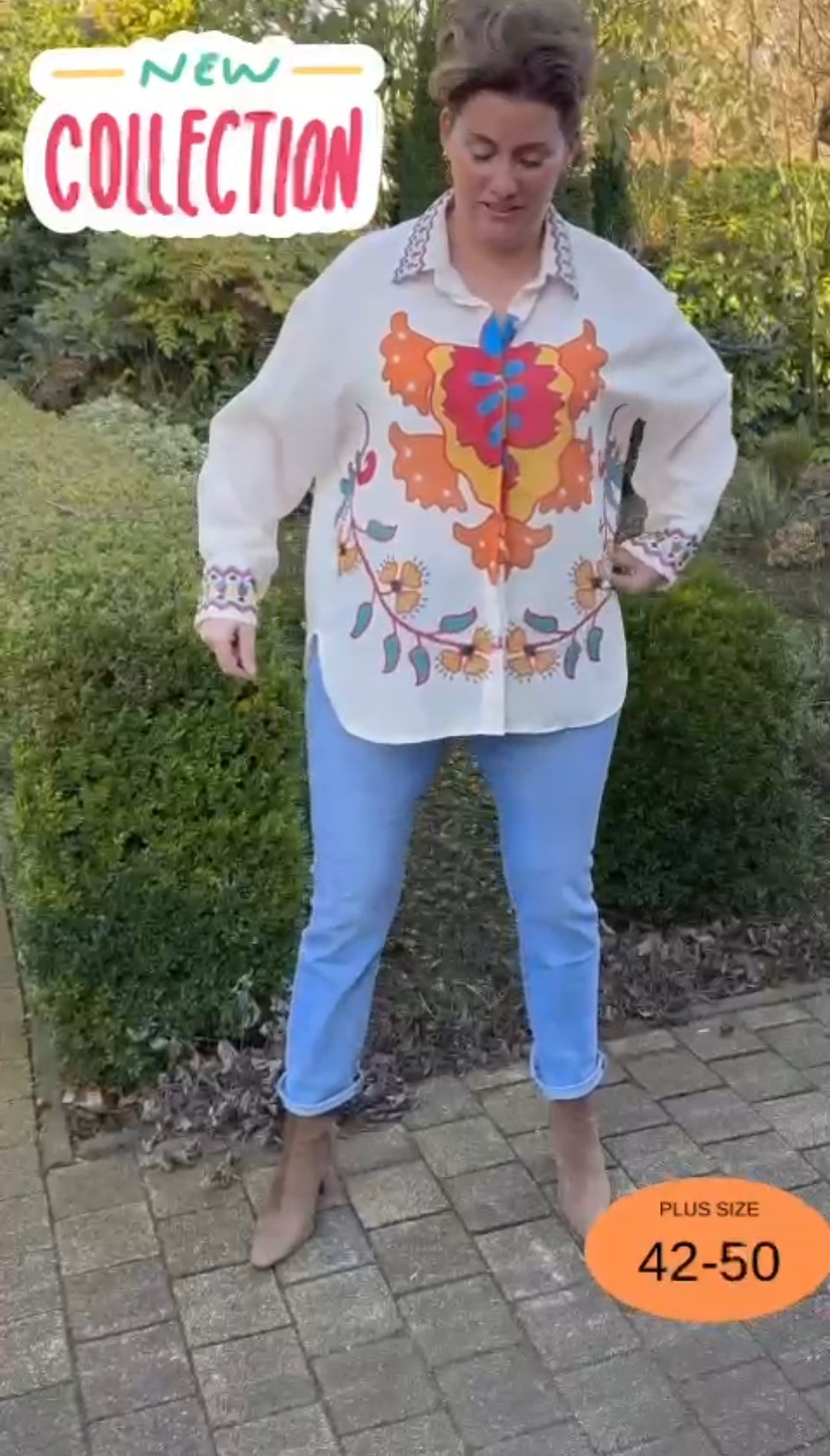 Dames blouse/ tuniek grote maat met stoere print