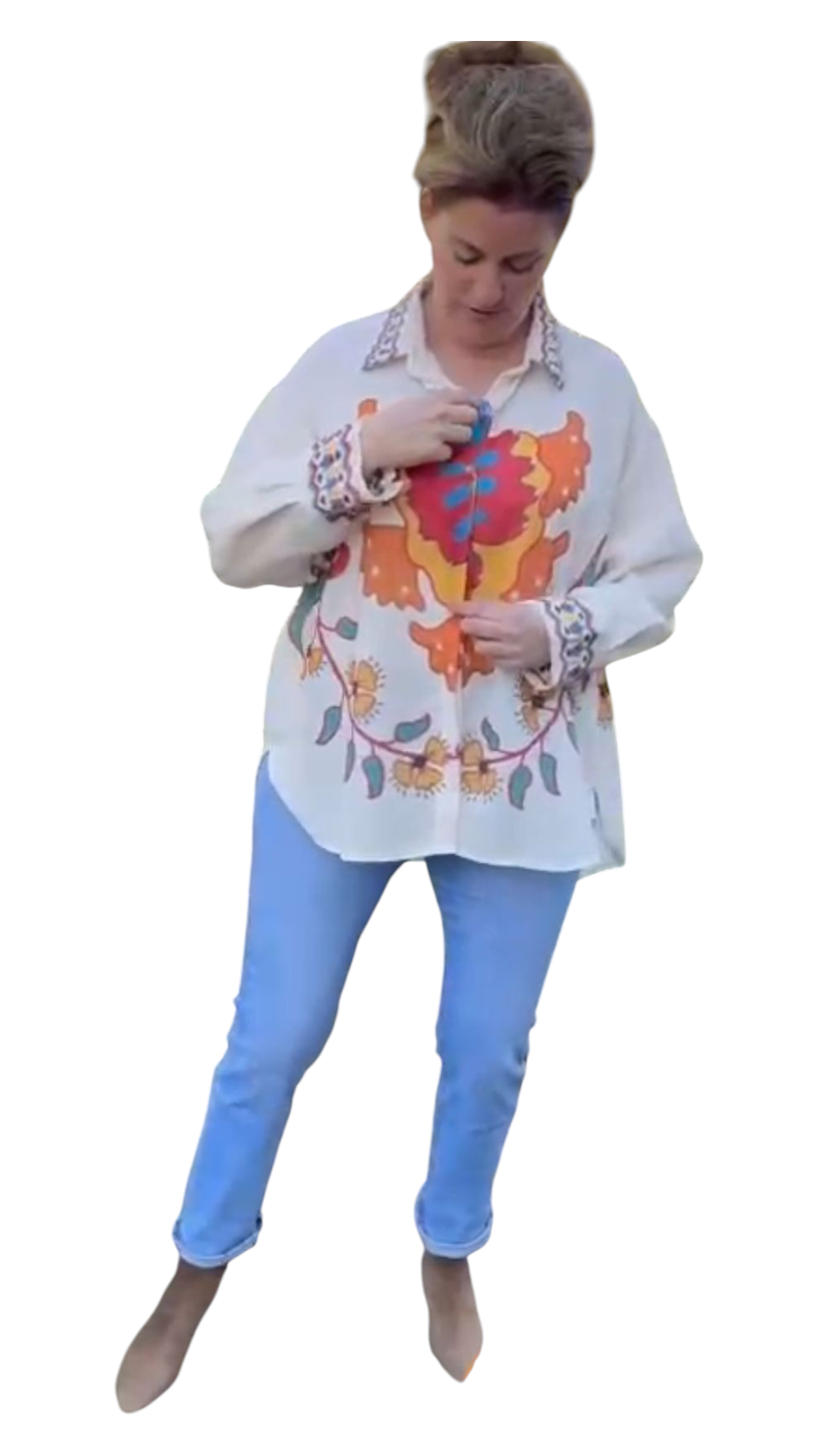 Festival blouse grote maten met western uitstraling.