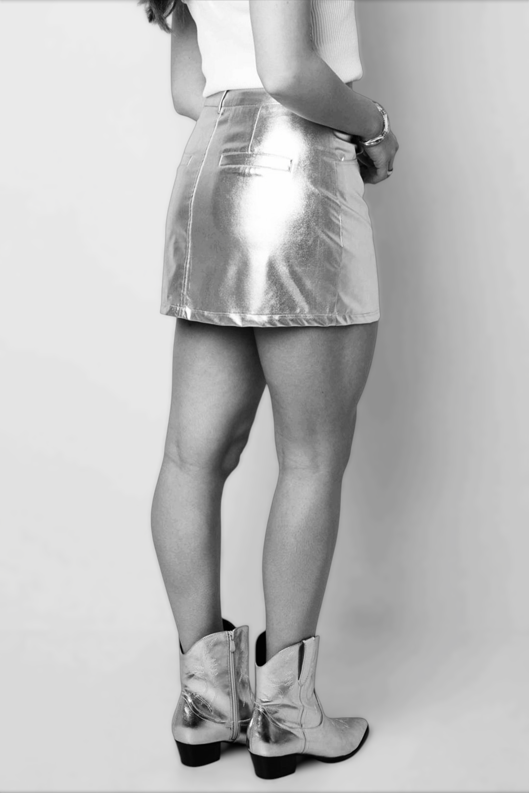 metallic rok dames van de achterkant - zwart/wit foto.