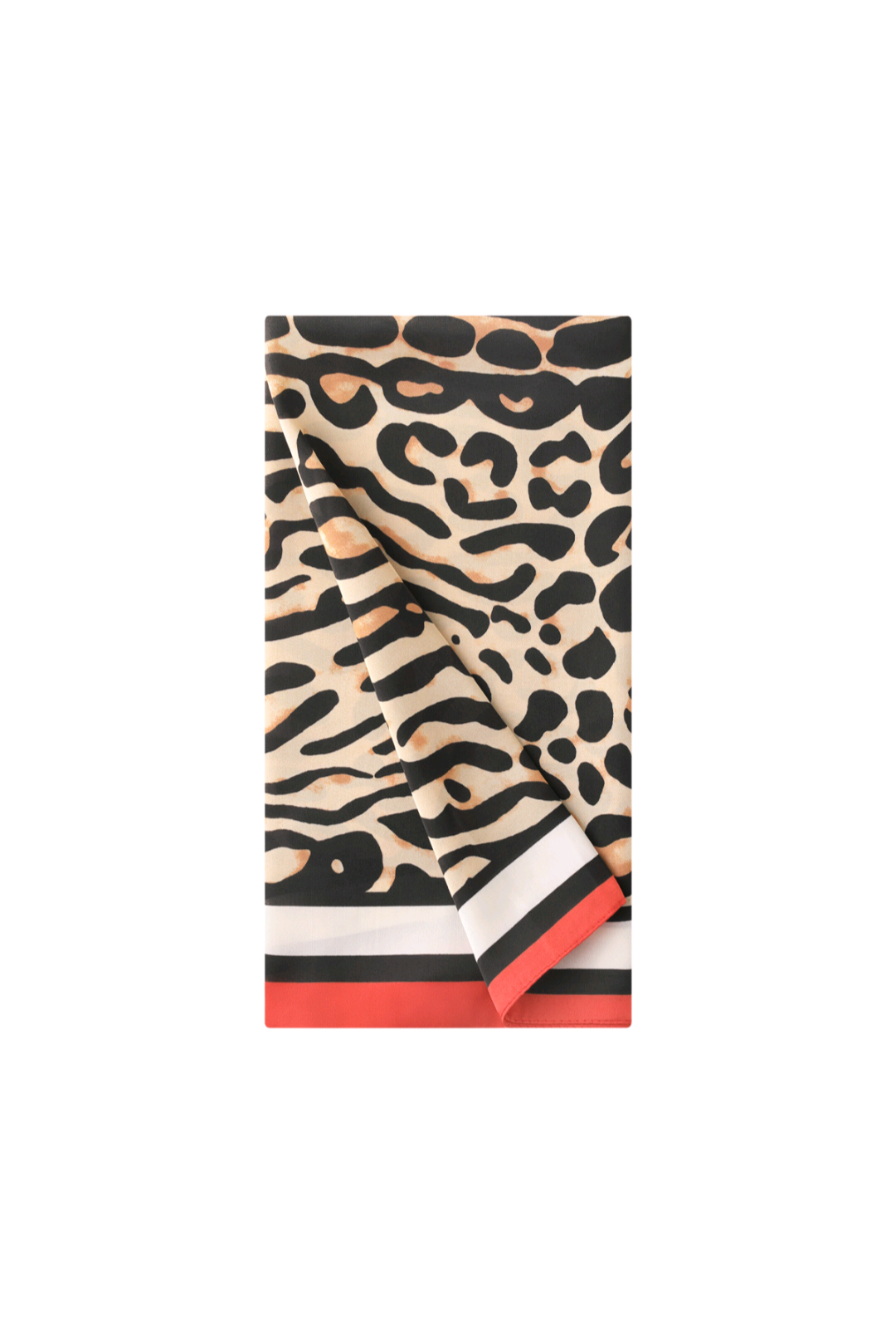 Neksjaaltje voor dames/nek sjaaltje klassieke luipaard print met oranje/ rode rand.