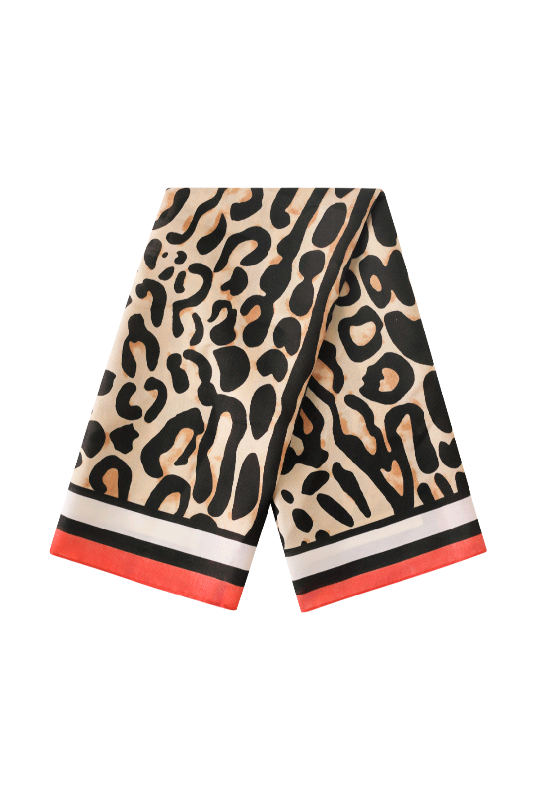 Nek sjaaltje voor dames/neksjaaltjes klassieke leopard print met oranje/ rode rand.