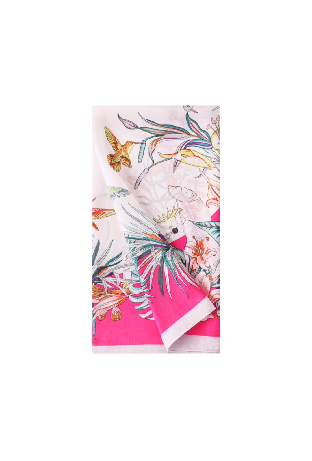 Neksjaaltje voor dames/nek sjaaltje fuchsia multi - tropische print.