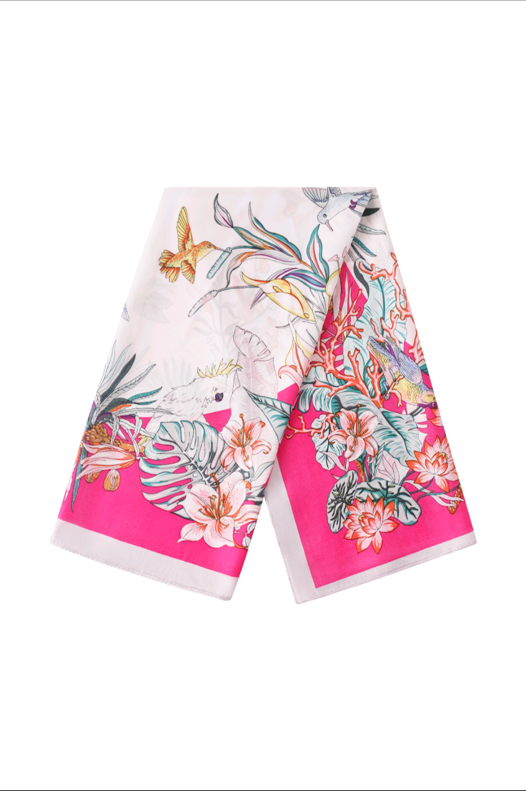 Nek sjaaltje voor dames/neksjaaltje Tropisch. Kleur: fuchsia multi.