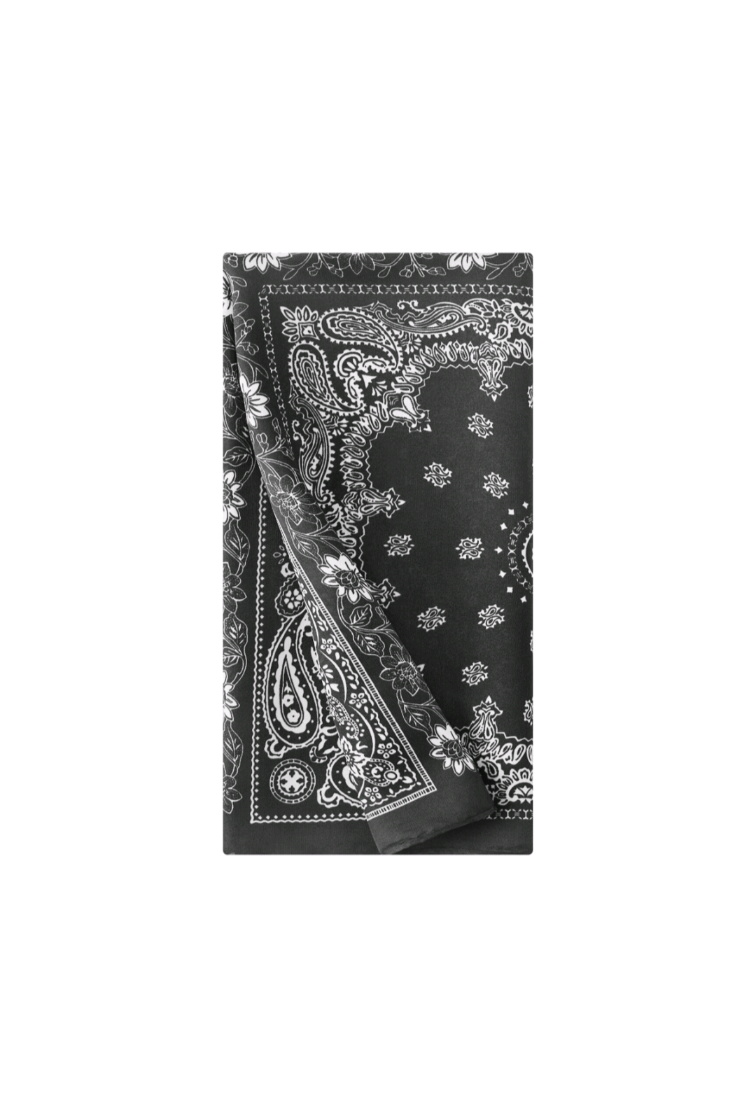 Nek sjaaltje voor dames/neksjaaltje zwart met witte Paisley en bloemen print.