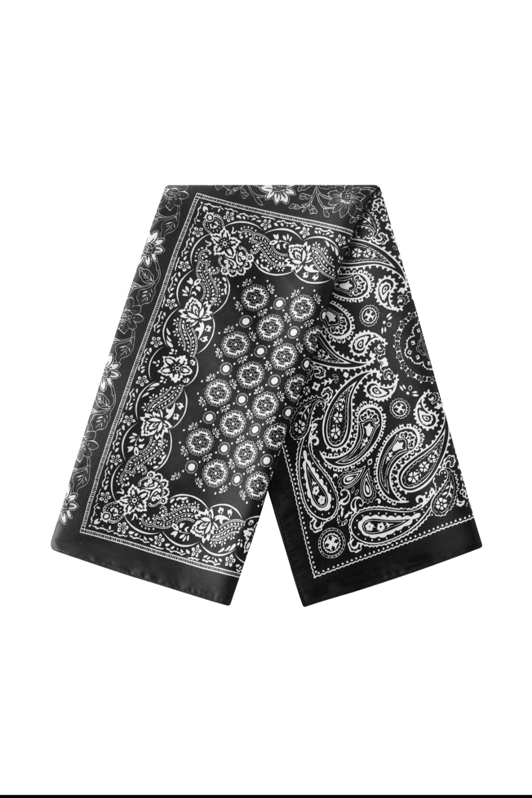 Nek sjaaltje voor dames/neksjaaltje zwart met Paisley en bloemen print.