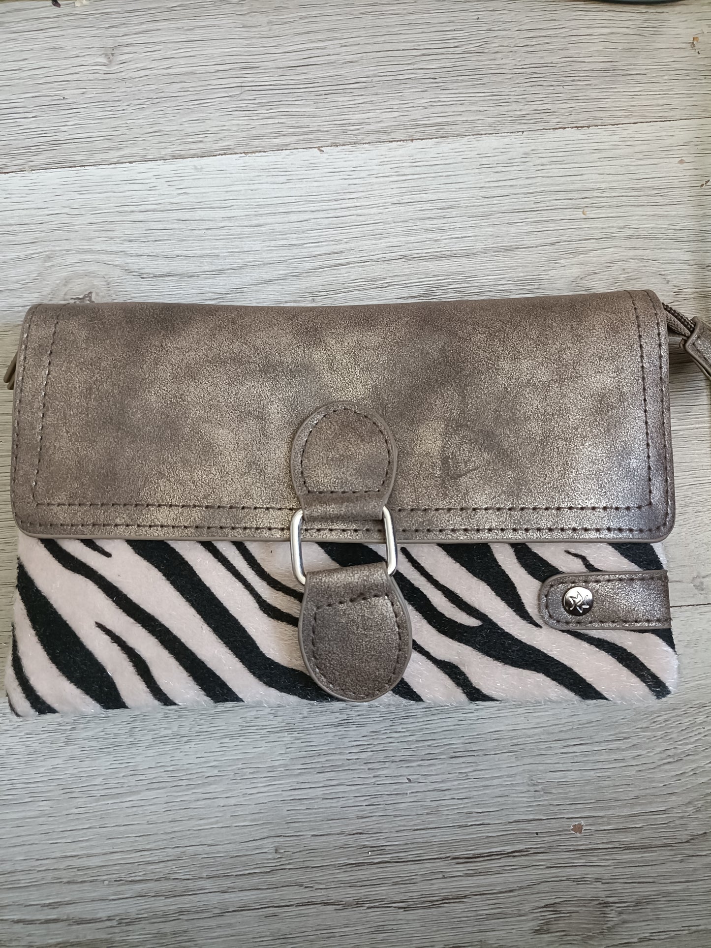 Kleine dames schoudertas/ crossbody zebra print - Taupe | Festival Ready collectie