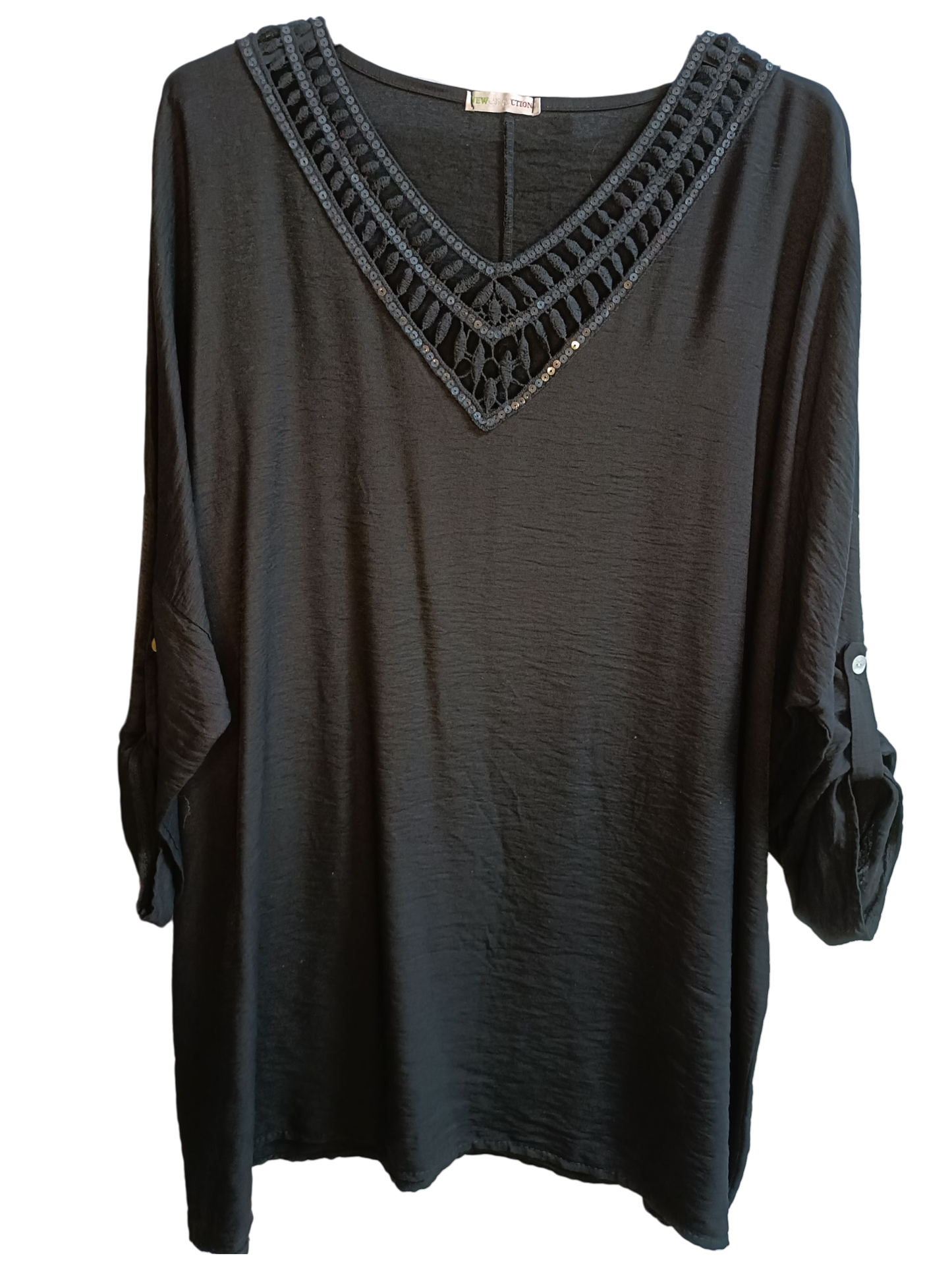 Plus size dames top broderie en lovertjes