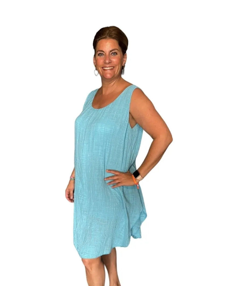 Basic katoenen zomerjurk; Jilly - Blauw